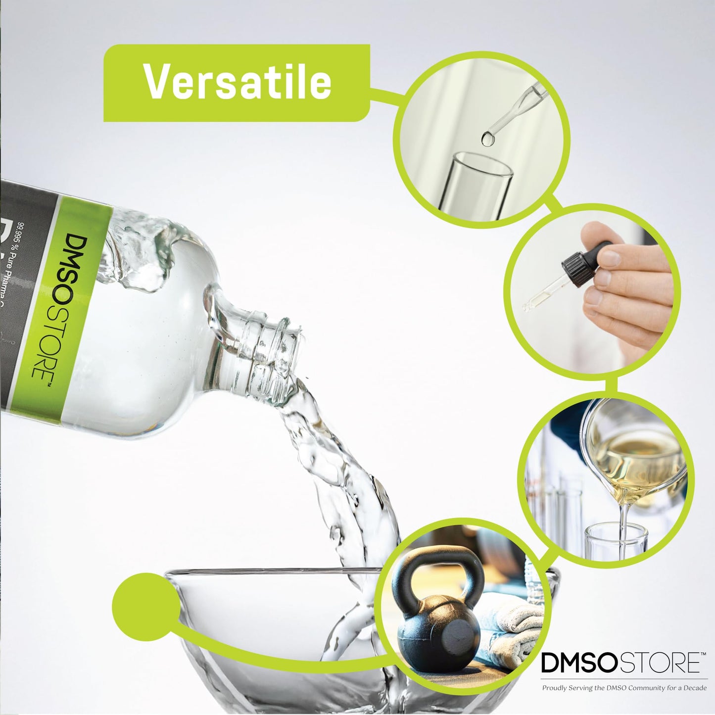 DMSO Liquid Pharmaceutial Grade 4 oz. (Dimethyl Sulfoxide) 99.995% Purity, Low Odor, Non-Diluted, Glass Bottle with Dropper