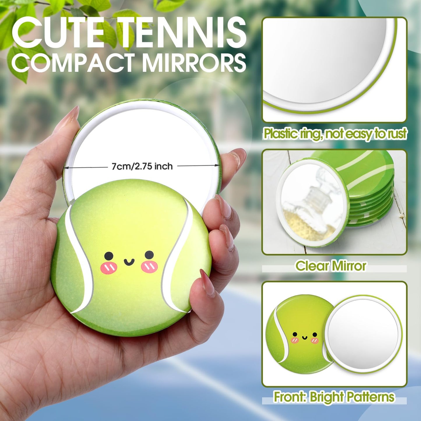 CroBlissful 18 Pcs Mini Compact Mirror Gifts for Women 2.76 Inches Pocket Purse Mirror Inspirational Gifts for Sports Lovers Team Accessories Supplies(Cute)
