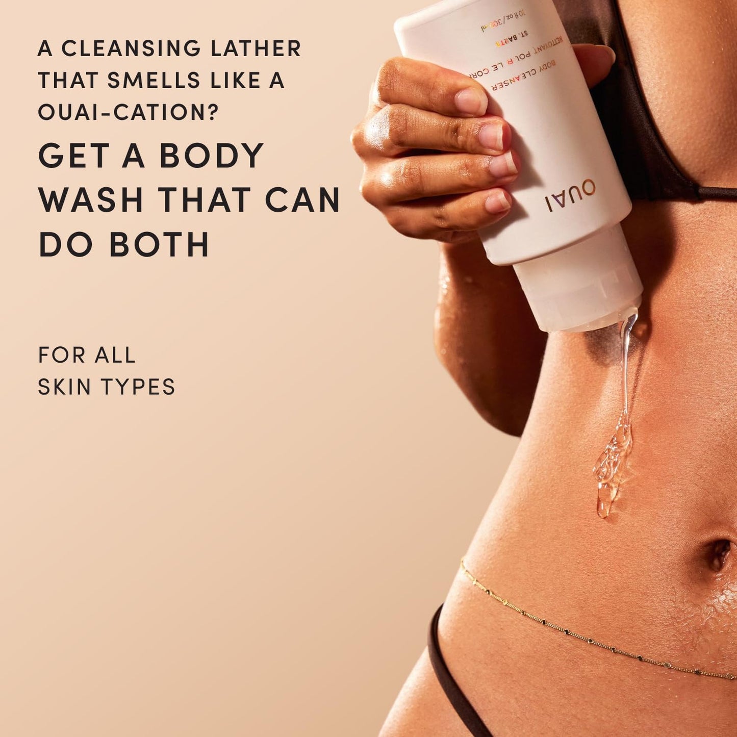 OUAI Body Cleanser, St. Barts Travel Size - Foaming Body Wash with Jojoba Oil & Rosehip Oil to Hydrate, Balance & Soften Skin - Paraben, Phthalate & Sulfate Free Skin Care Products (3 fl oz)