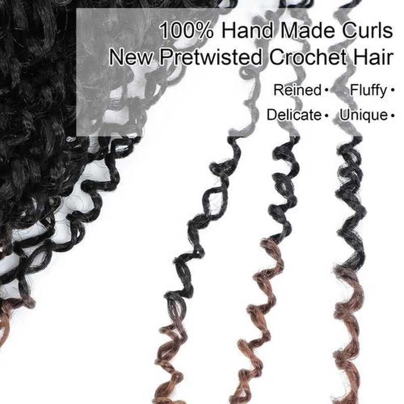 3 Packs Yankee Twist Crochet Braids Hair Passion Yankee Twist Pre Looped Curly Braiding Pretwisted Hair Extensions for Senegalese Brown 14 Inch 1B30#