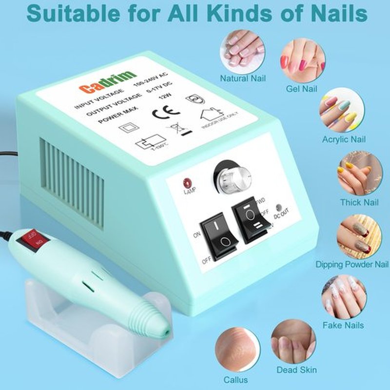 Electric Nail Drill, Cadrim Nail Drill Machine, Nail Electric Drill for Acrylic Nails Gel Nail Glazing Nail Drill Nail Art Polisher Sets Glazing Nail Drill Fast Manicure Pedicure, Green