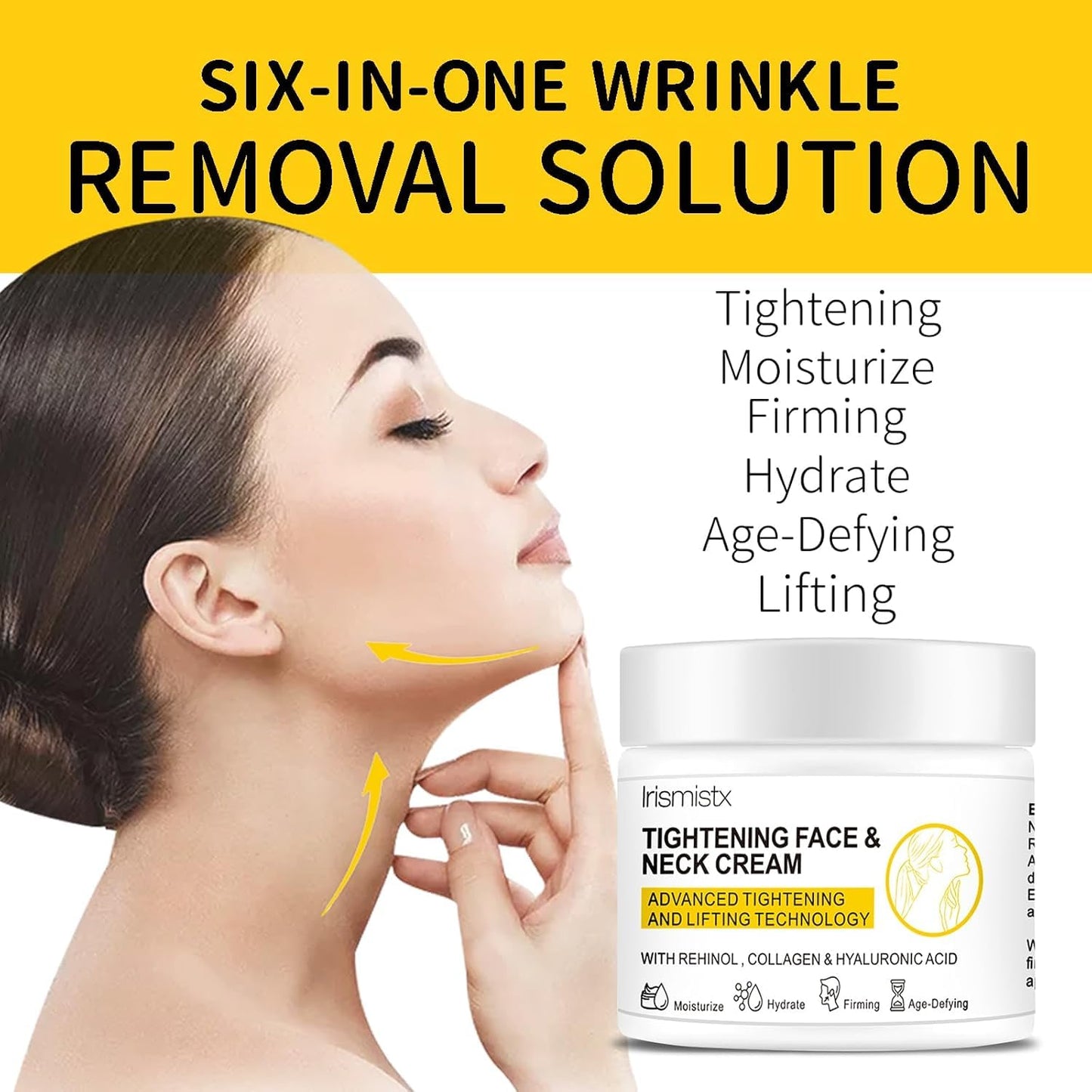 Irismistx Tighten and Lift Neck Firming Cream, Neck Creams for Tightening and Firming, Skin Tightening Cream for Face, Neck, Chest & Décolleté