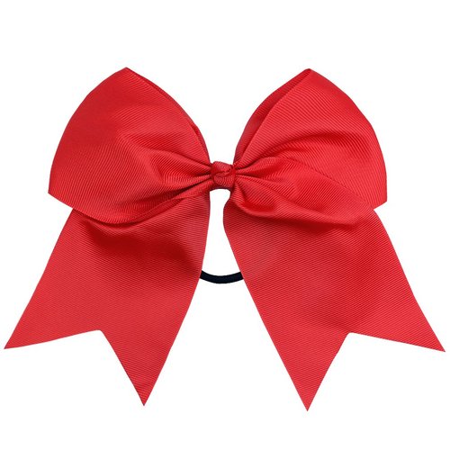 DEEKA 12PCS 8" Large Cheer Hair Bows Ponytail Holder Handmade for Teen Girls Softball Cheerleader Sports-Red