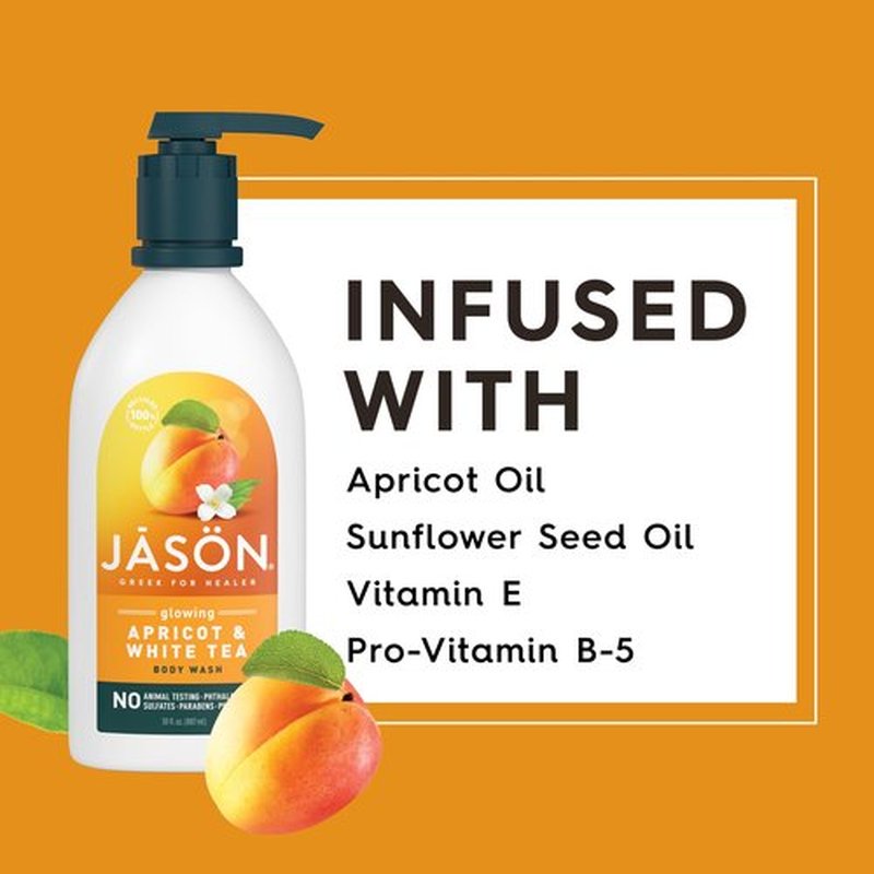JASON Apricot and White Tea Glowing Body Wash, For a Gentle Feeling Clean, 30 Fluid Ounces