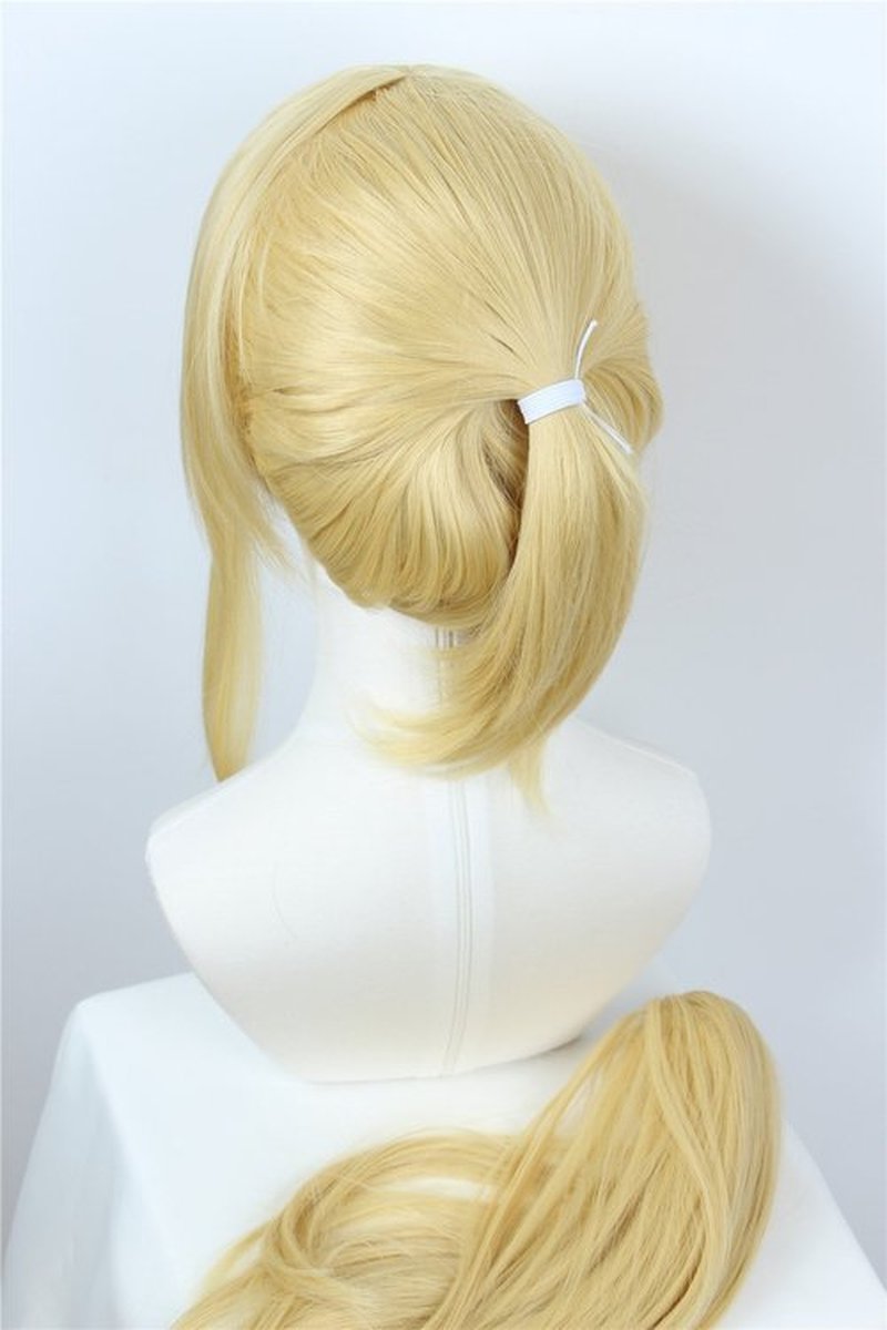 Linfairy Womens Blonde Wig Costume Cosplay Wig + 50cm Ponytail