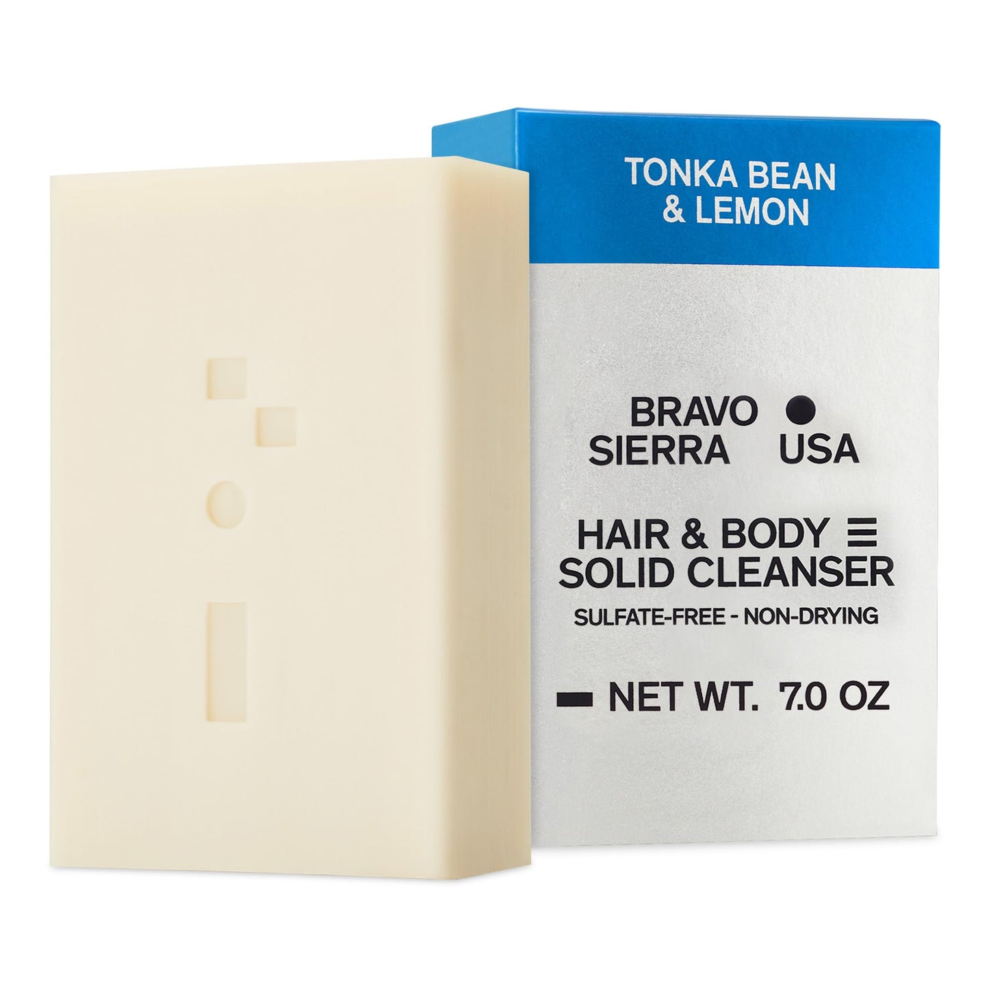 Bravo Sierra Tonka Bean & Lemon Body Bar, 3-Pack - All-In-One Multifunctional Cleanser with Coconut, Shea Butter & Oat Flour for Face, Hair, Body & Healthy Hair, 7 oz