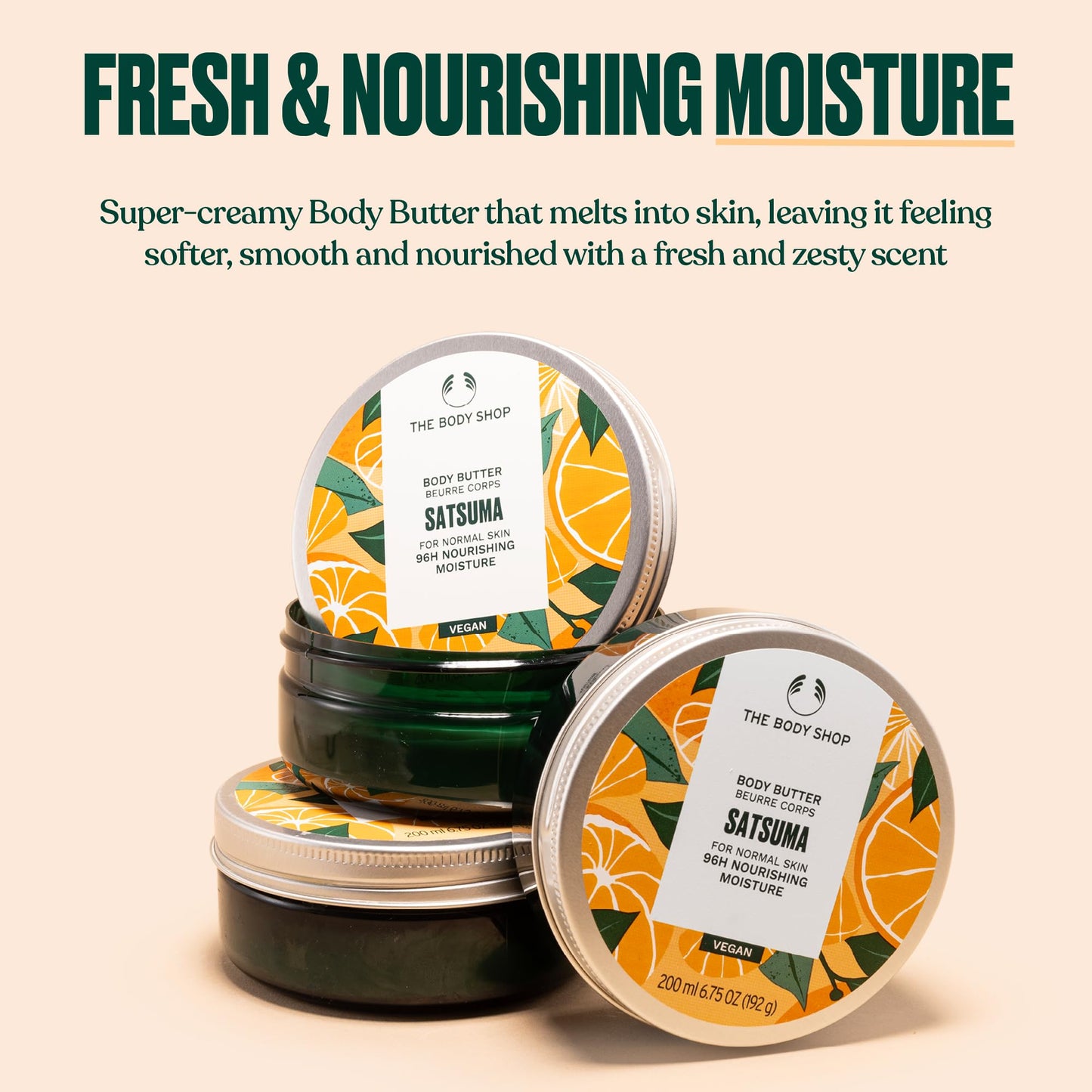 The Body Shop Satsuma Body Butter – Nourishing & Moisturizing Skincare for Normal Skin – Vegan – 1.69 oz