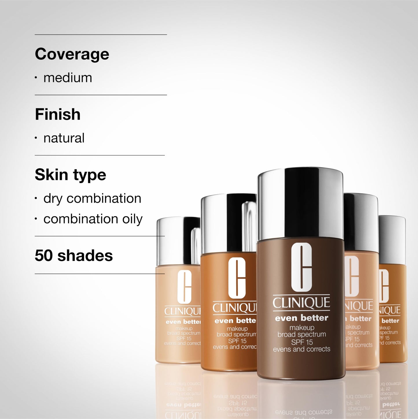 Clinique Even Better Makeup Liquid Foundation SPF 15 With Vitamin C For Dry + Oily Combination Skin Types | Medium Coverage + Natural Finish | Evens Skin Tone + Reduces Dark Spots, Breeze, 1 Fl Oz