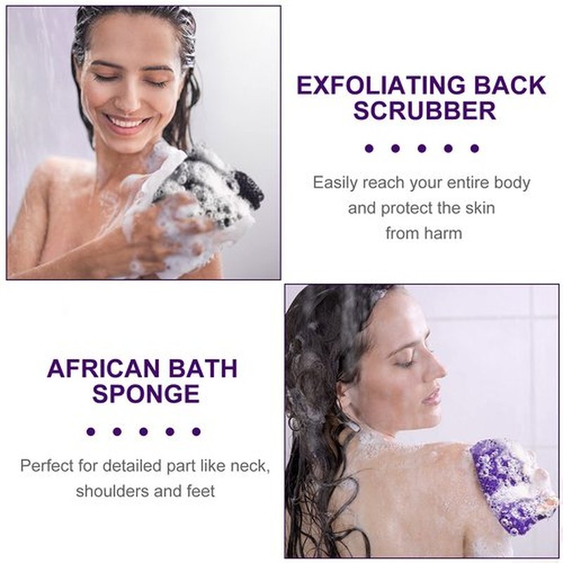 Geiserailie African Long Bathing Net Sponge Long Net Shower Body Scrubber Back Scrubber Skin Smoother Net Bathing Sponge for Daily Use or Stocking Stuffer (Purple)