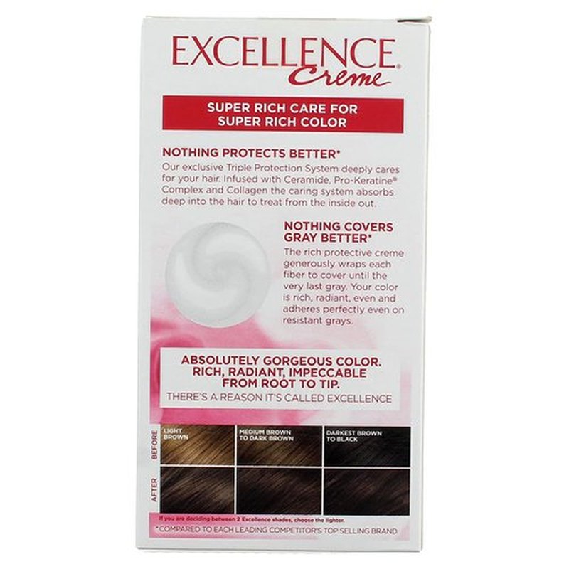 L'Oreal Paris Excellence Triple Protection Permanent Hair Color Creme, Dark Brown [4] 1 ea (Pack of 8)