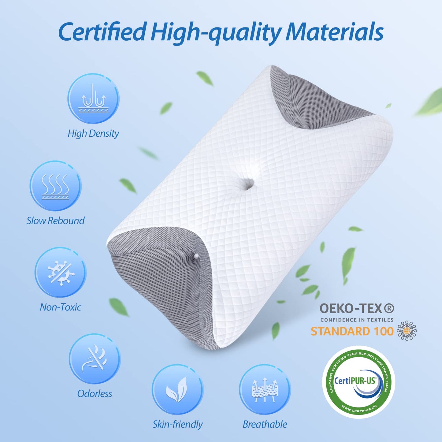 HOMCA CPAP Pillow for Side Sleeping, CPAP Nasal Pillows for All CPAP Masks Users to Reduce Air Leaks & Masks Pressure, Neck Support Pillows for Sleeping for Neck Pain Relief