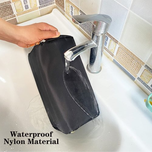 Stoney Clover Dupes Preppy Makeup Bag Black Stoney Clover Stuff Bag for Travel Chenille Letter Bag Large Capacity Travel Cosmetic Bag Nylon Pouch Lay Flat Makeup Bag Open Flat Varsity Letter Bag