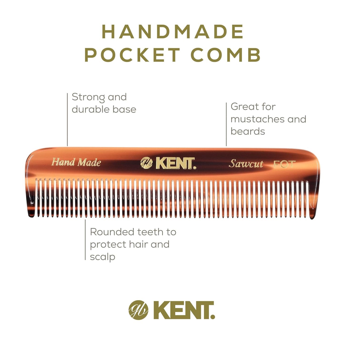 Kent 81T Beard & Mustache Comb Set - Travel-Friendly Grooming Kit Made in England