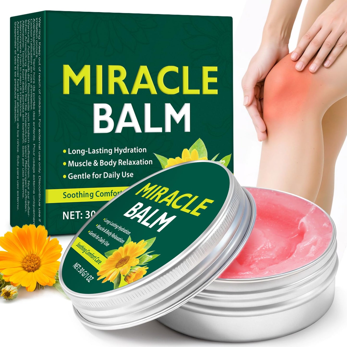 Miracle Balm - Arnica & Calendula Muscle Rub for Back, Neck, Shoulders - Non-Greasy & Fragrance-Free Body Massage Cream for Joint Comfort, Sore Muscle Relaxation & Daily Skin Care - 1 OZ (30G)