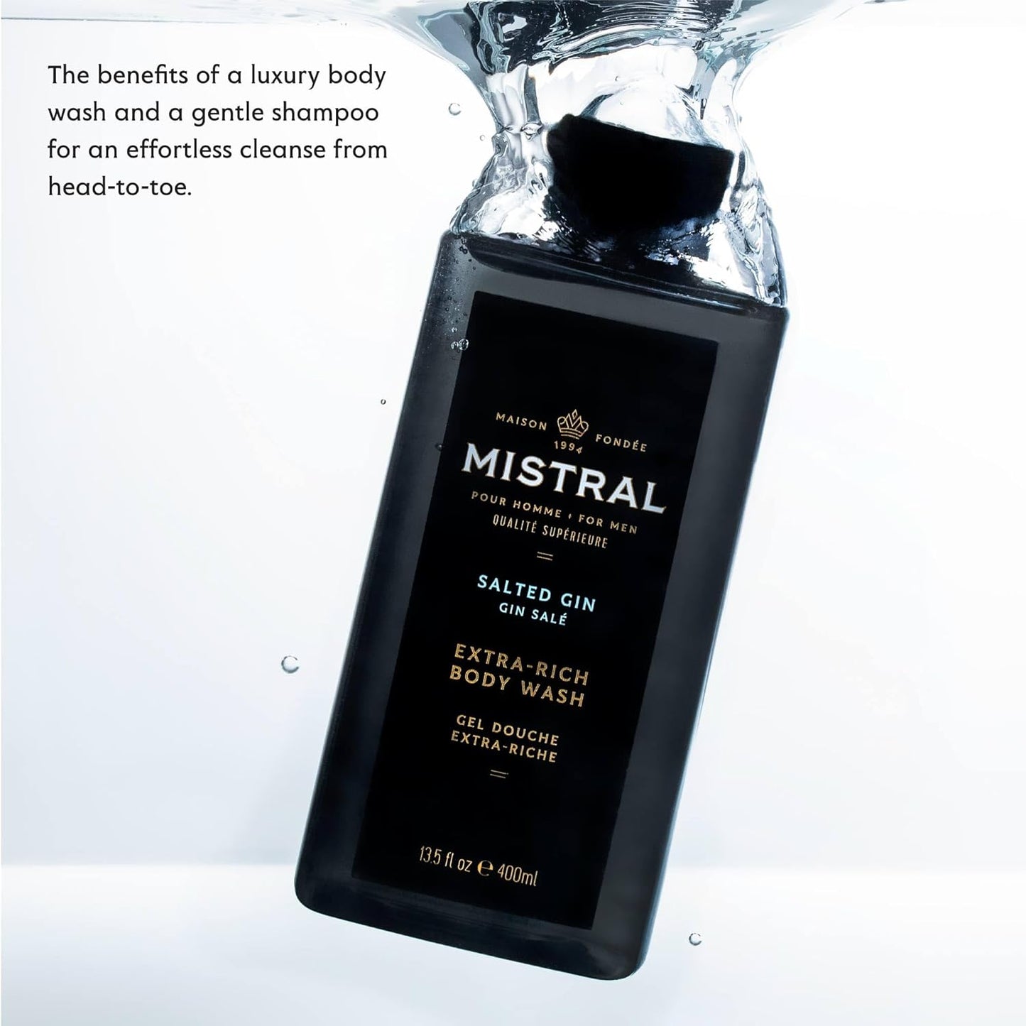 Men's 2-in-1 Body Wash & Shampoo - Black Amber, 13.5 oz | Natural, SLS & Paraben Free
