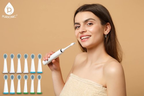 Pursonic Whitening USB Rechargeable Sonic Toothbrush-12 Brush Heads!- 38,000 Brush Strokes Per Minute-3 Brushing Modes with 2 Minute Auto Timer (White)