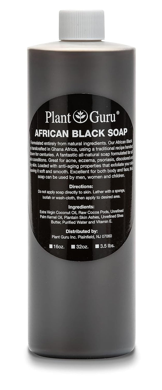 African Black Soap Liquid - Pure & Natural Skincare Cleanser for Face, Body & Hair | 16 fl. oz. Handmade from Ghana