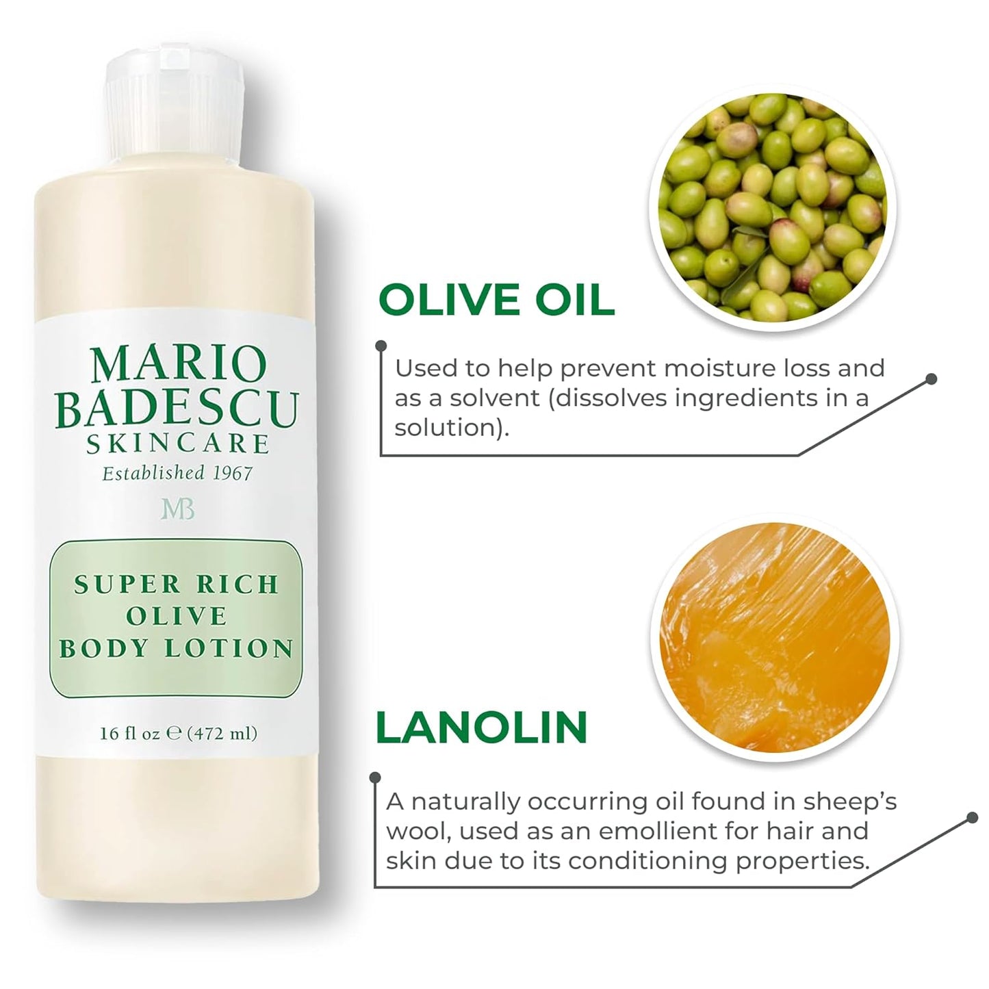 Mario Badescu Body Lotion, Nourishing and Softening Body and Hand Moisturizer For All Skin Types