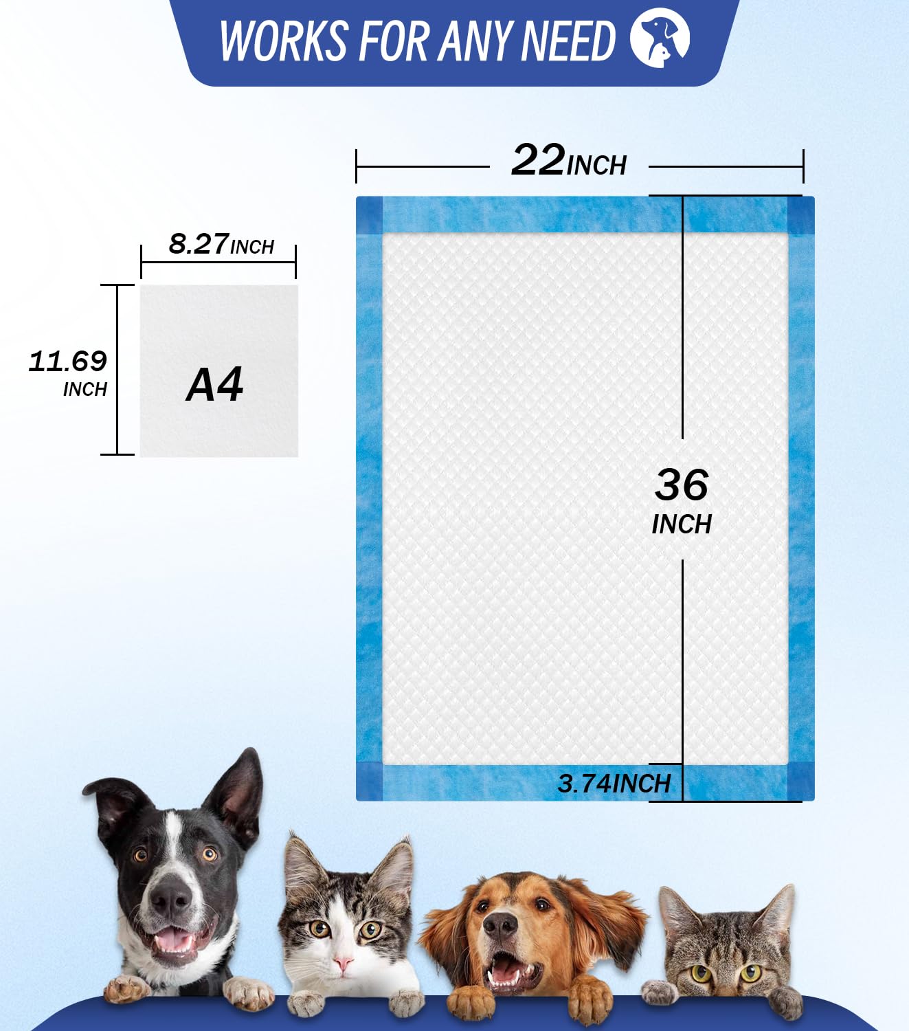 ANKEXIN Large Puppy Pee Pads 22x36 Inch 100-Pack | Extra Absorbent Potty Training Pads for Dogs | Leakproof Quick-Dry & Odor Blocking Pet Housebreaking Supplies