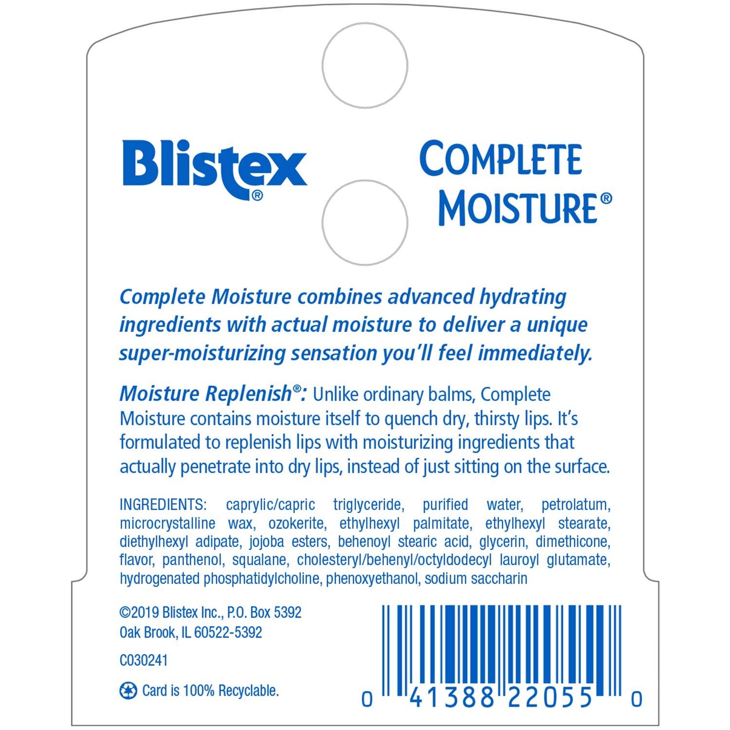 Blistex Complete Moisture Lip Balm, 0.15 oz. stick, Pack of 12