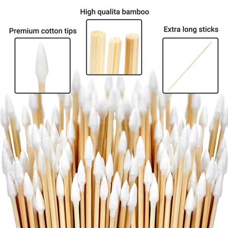 1000PCS Pointed Long Cotton Swabs with Durable Stem, Lint- Free Gun Cleaning Swabs Pure Cotton Tips for Gun Maintenance, Makeup, Pet Care, Equipment (6'' Detailed Work)