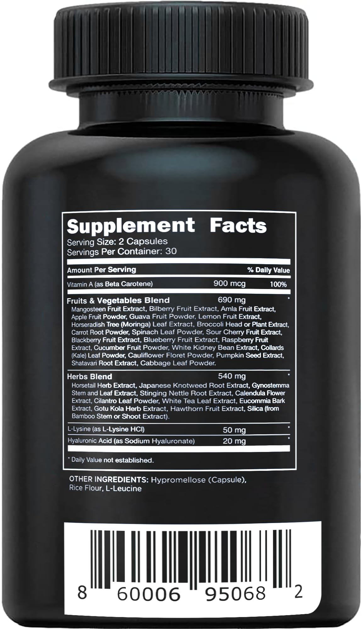 Vital Vitamins Vegan Collagen Booster - with Silica and Hyaluronic Acid - Plant-Based Collagen Supplements - Supports Hair, Skin, Nails & Joints - 60 Capsules