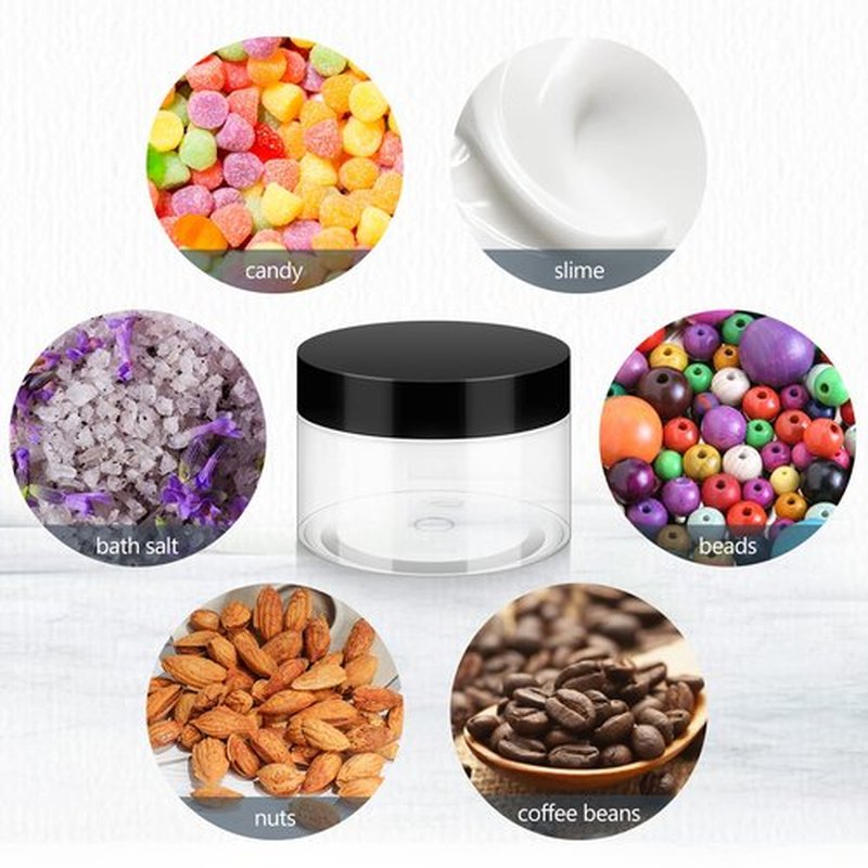 Becatocy 15 Pack 4 oz Plastic Container with Lids, BPA Free and Refillable Plastic Cosmetic Jars, Clear Travel Size Containers for Lotion, Cream, Powders, Body Butter, Bath Salts and Small Accessories