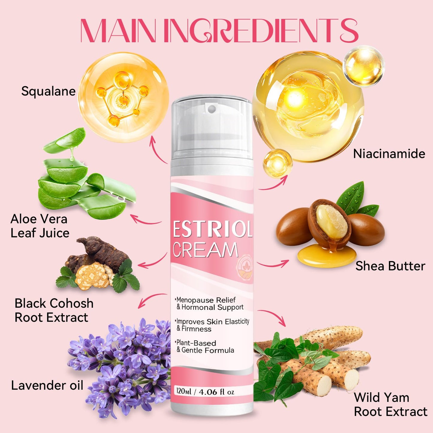 Bellisinno Estriol Face Cream for Women, Natural Bioidentical Moisturizer Cream for Mature Skin, Hydrating & Firming Facial Cream, Fast-Absorbing, Pump Bottle, 3.38 fl oz