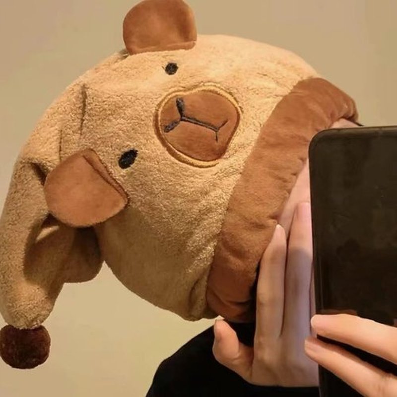 Capybaras Quick Dry Hair Towel Wrap For Wet Hair Super Absorbent Microfiber Towel With Button For Women Long Hair