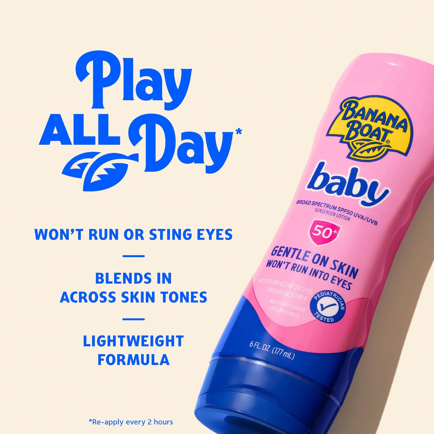 Banana Boat Baby Sunscreen Lotion, SPF 50+, 6oz, Twin Pack
