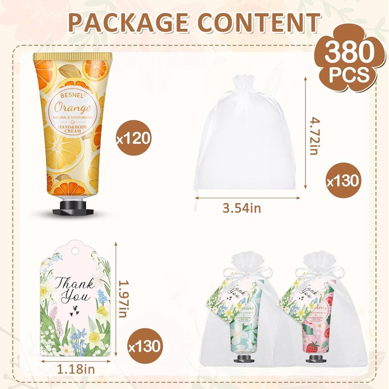 BESNEL Hand Cream Gift Set - 120 Pack Mini Lotion for Dry Cracked Hands | Perfect for Teachers, Graduations & Birthdays