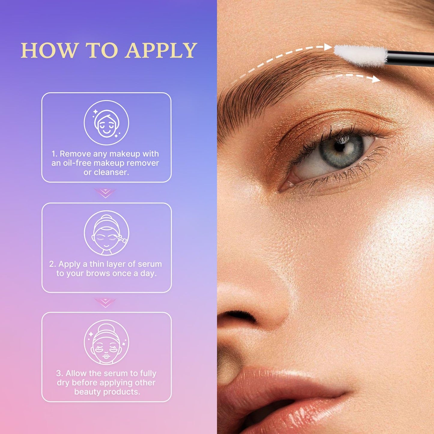 VieBeauti Eyebrow Growth Serum 3mL – Brow Serum for Fuller & Thicker Looking Brows, Advanced Nourishing Formula, Vegan & Cruelty-Free, Gentle for Sensitive Skin