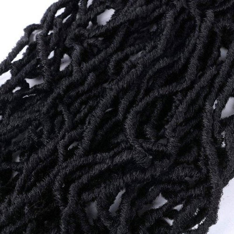 7 Packs 24 Inch Soft Locs Crochet Hair Pre Looped Faux Locs Crochet Braids 126 Stands Curly Wavy Goddess Locs for Butterfly Crochet hair for Black Women (24 Inch 7Pack 1B)