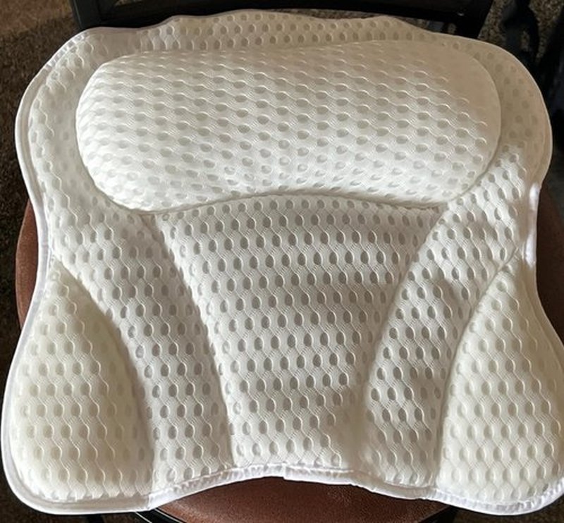 Bath Pillow Bathtub Pillow, Luxury Bath Pillows for Tub Neck Head and Back Support, Soft 4D Mesh Fabric Bath Tub Pillow with Non-Slip Suction Cups,Relaxing Spa Accessories Gifts, Fits All Bathtub