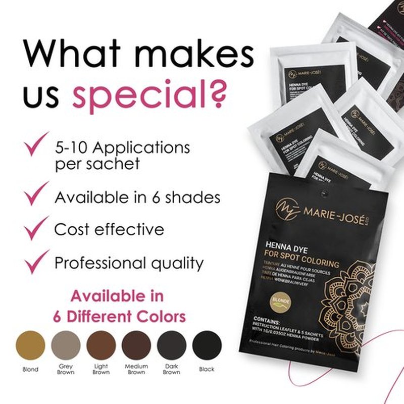 Marie-José & Co Henna Dye Set - Professional Henna Tint for Spot Coloring - Good for 50 Applications (Blond)