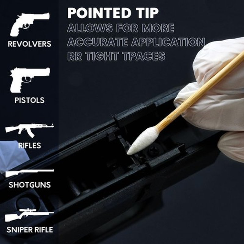 500PCS Gun Cleaning Swabs in Storage Box - Lint Free Pistol Cleaning Swabs - Gun Cleaning Cotton Swab with Bamboo Handle - Highly Absorbent Gun Cleaning Supplies Swabs for Precision Cleaning, Applying