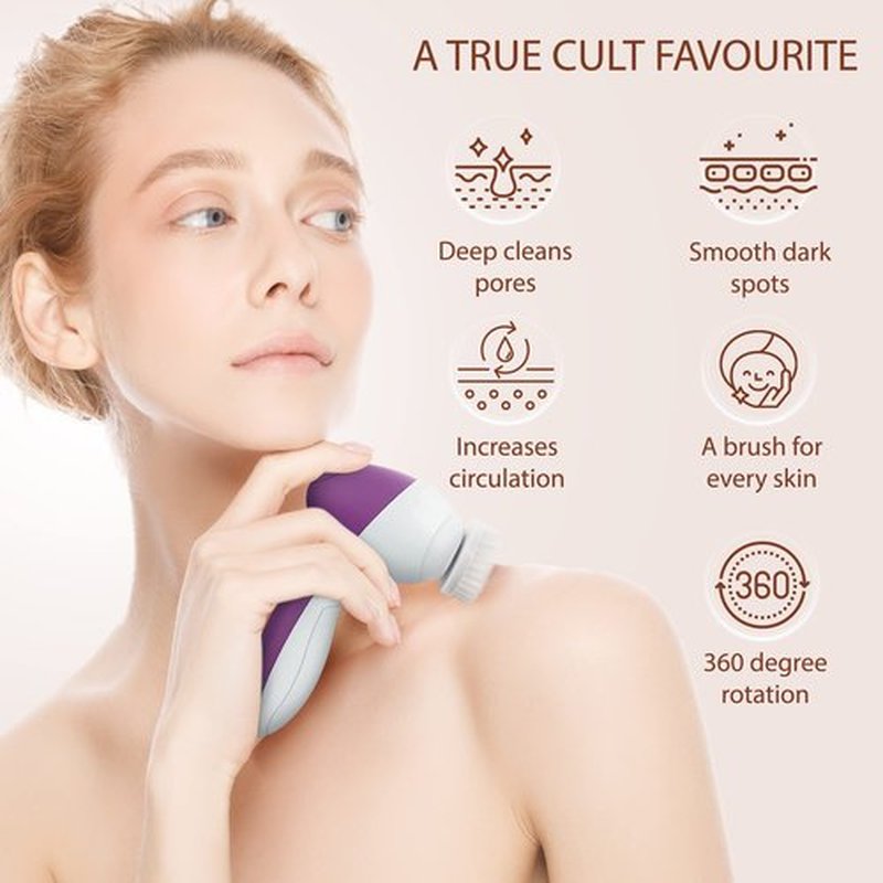 Face Scrubber | Facial Cleansing Brush Exfoliator Skin Care Products Beauty Products Powered Electric Wash Exfoliating Spin Cleanser Cleaning Scrub Including 7 Heads (Amethyst)