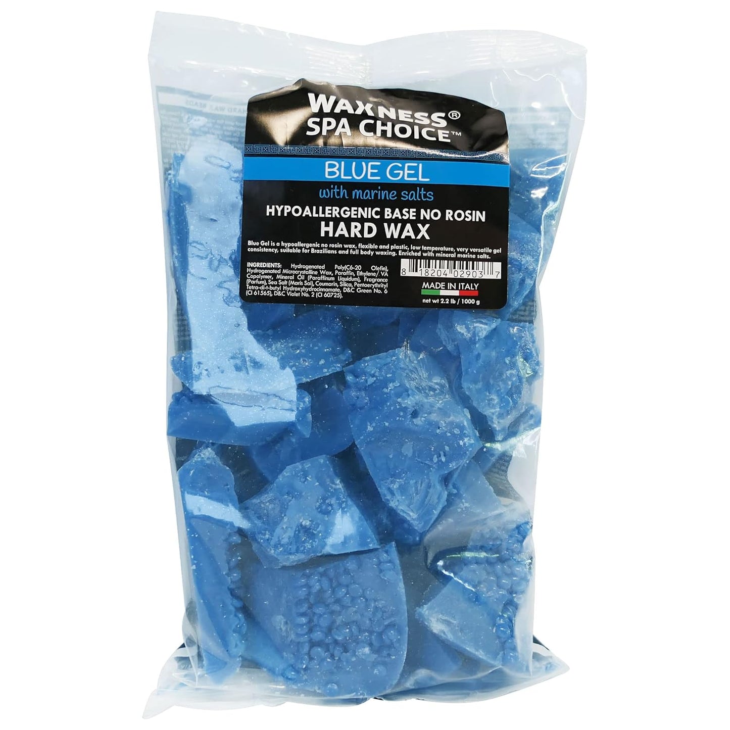 Waxness Spa Choice No Rosin Blue Gel Hard Wax Beads with Marine Salts 2.2 lb / 1 kg