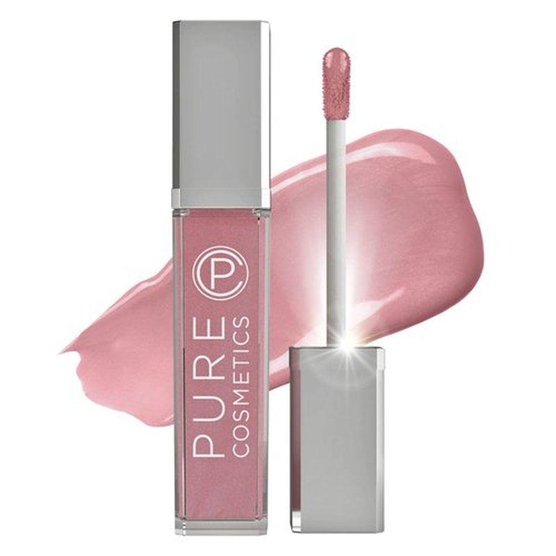 Pure Cosmetics Pure Illumination Lip Gloss - LED-lit Applicator w/Side Mirror - Non-Sticky, Moisturizing & Hydrating Lip Glosses - Soothes & Protects Dry Chapped Lips (Pouty Pink)