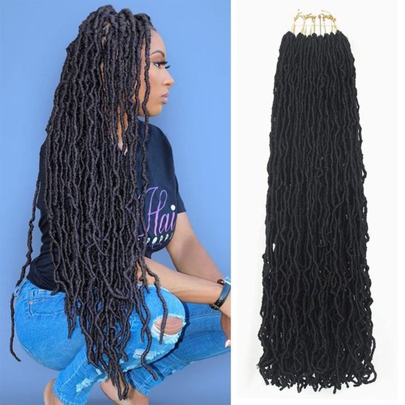 26 Inch Soft Locs Crochet Hair 7 Packs Faux Locs Crochet Hair Pre Looped Locs Hair Braids Goddess Locs Hair Black Distressed New Crochet Locs for Black Women(26 Inch (Packs of 7), 1B#)