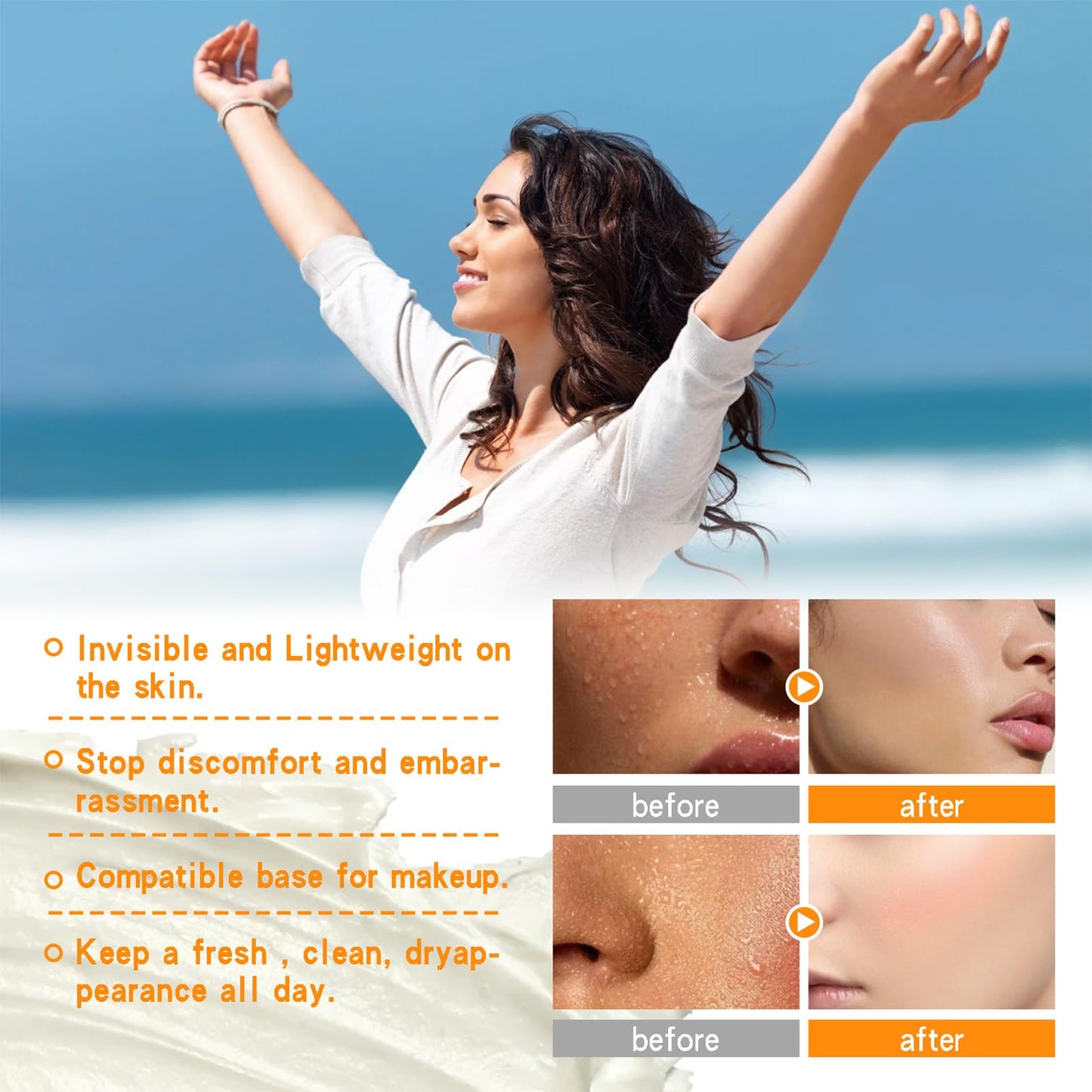 Face Antiperspirant, Face Sweat Blocker, Discourage Sweat, Lotion for Cheek, Body, Forehead, and Scalp Dry, Excessive Hyperhidrosis, Oily Skin Control (1PCS)