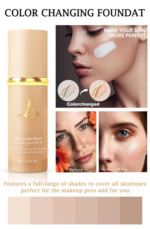 Bionic 4-in-1 Foundation Light/Medium Spectrum, Mimicking Nature Skin Foundation, Full Coverage Concealer,Waterproof SPF 50, (Medium, Spectrum)