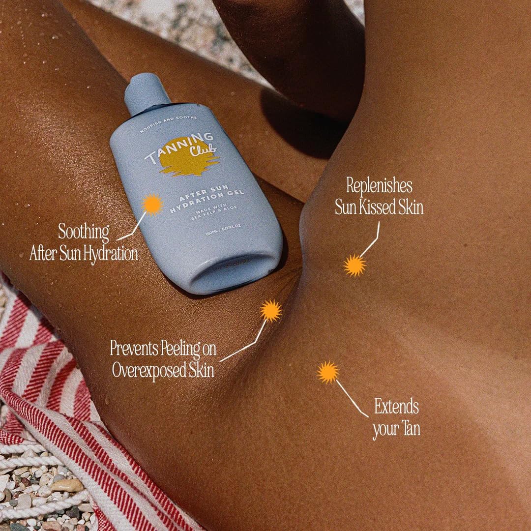 Tanning Club - After Sun Gel - Aloe Vera and Sea Kelp Formula for Sunburn Relief and Hydration - Tan Extender - 150 m