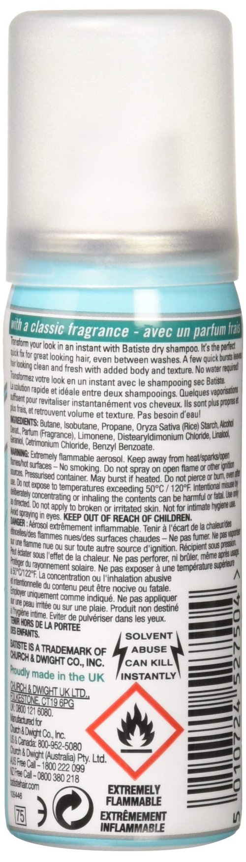 Batiste Dry Shampoo, Original Fragrance, Mini 1.6 Ounce (Pack of 6)