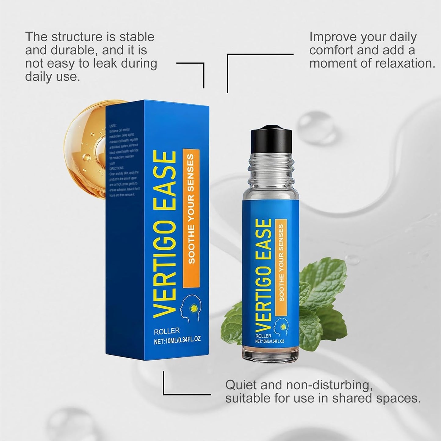 KITABIO Vertigo Ease Roll On | Soothing Roll-On for Head Comfort - Essential Oil Blend to Relief Feelings of Dizziness & Promote Relaxation - Portable - 1pc / 10ml
