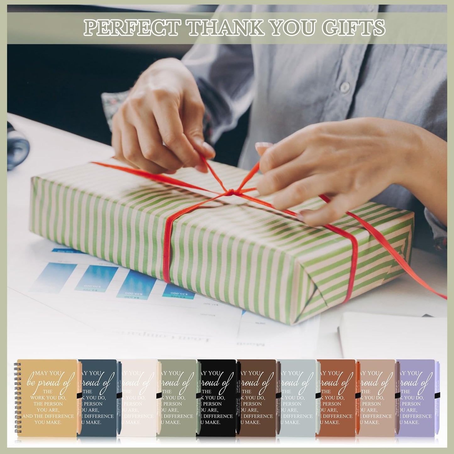 Honoson 50 Sets/100 Pcs 2026 Employee Appreciation Gifts Housekeeping Staff Gifts May You Be Proud The Work Notebook with Ballpoint Pen Thank You Notebooks for Team Coworker Volunteer (Vivid Color)