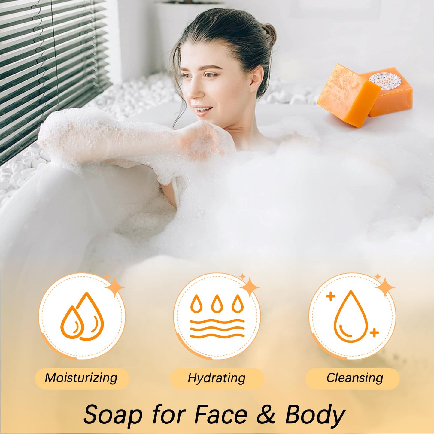 Cptoion 2 PCS Turmeric Soap Bar for Face and Body,Gentle Turmeric Face Soaps,Skin Soaps for All Skin Types
