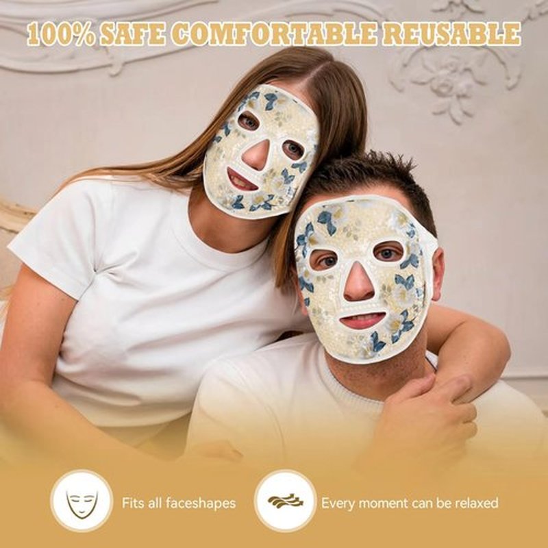 LEOSTEP Cooling Face Mask lce Face Mask Gel Beads Hot Cold Compress Pack Frozen Face Masks for Sleeping,Pressure,Puffiness,Headaches ﻿