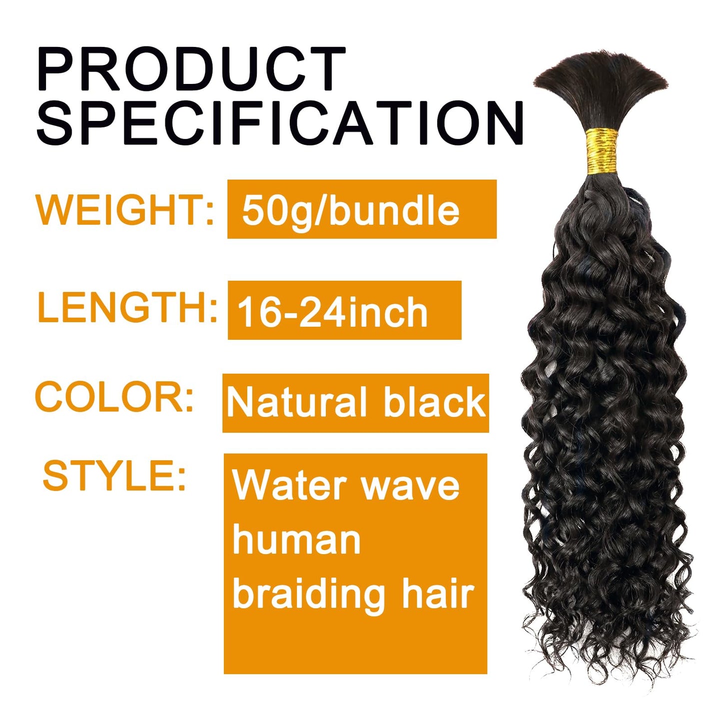 Human Braiding Hair 26 Inch Water Wave Bulk Human Hair for Braiding 50g(1Bundle/Pack) No Weft Brazilian Virgin Deep Curly Human Hair for Boho Braids Natural Black Color
