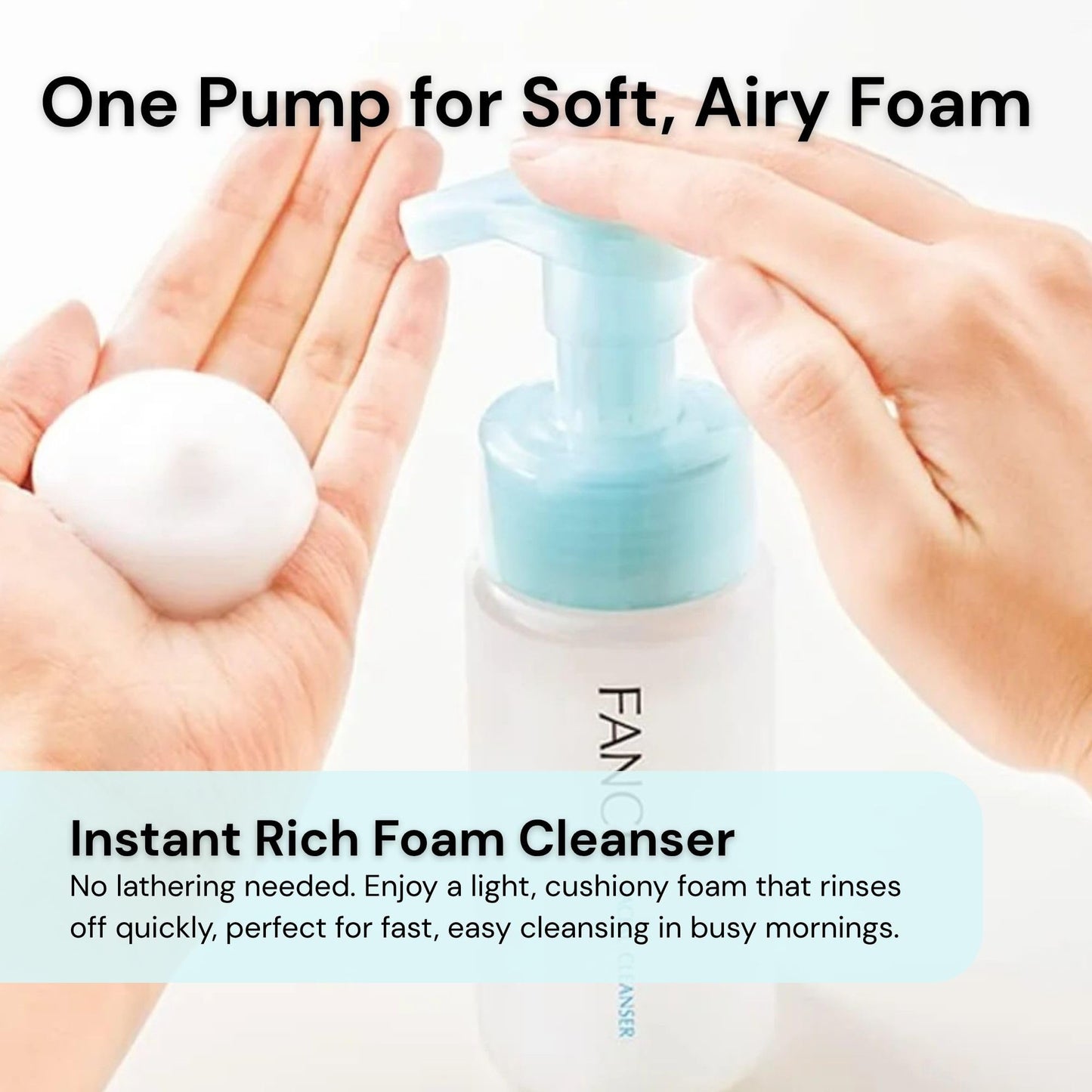 FANCL Pure Moist Cleansing Foam – Japanese Additive-Free Face Wash with Rich Foaming Lather, Hydrating & Gentle Facial Cleanser for All Skin Types